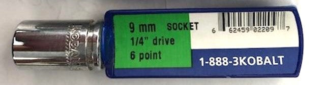 Kobalt 02-209 9mm Socket 1/4" Drive 6 Point USA