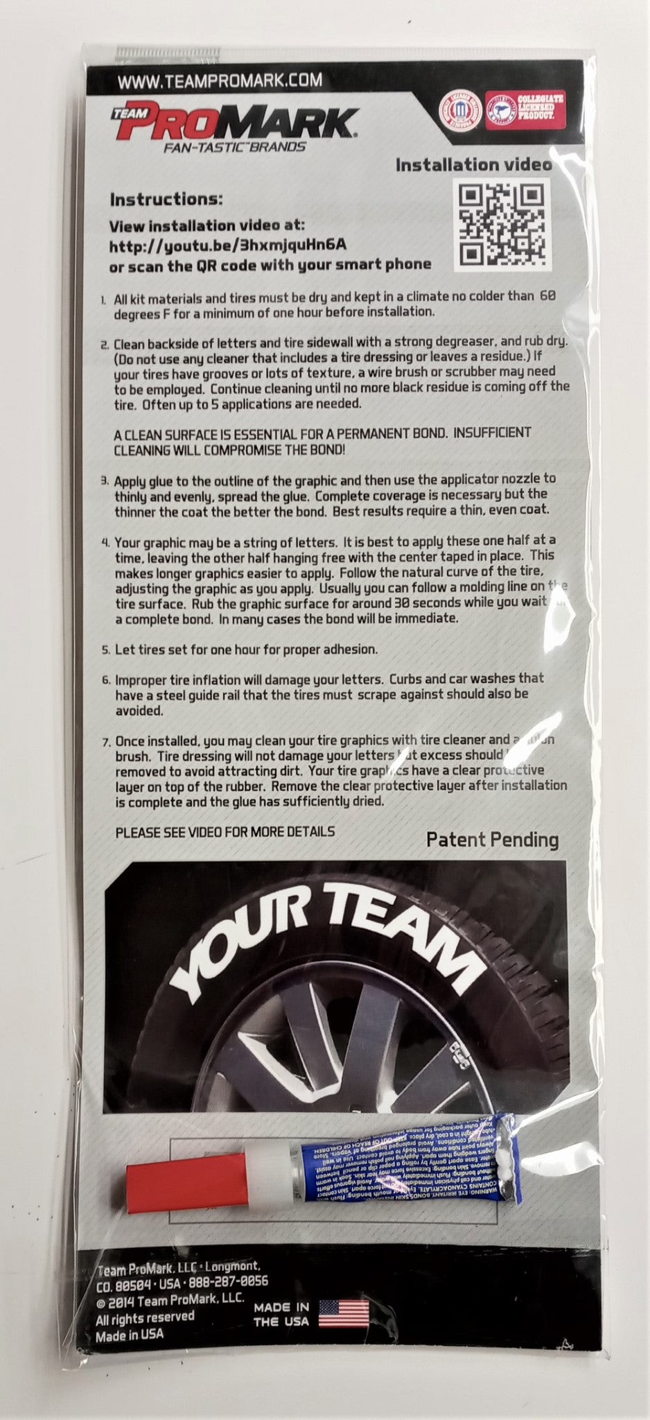 NCAA College Teams Tire Tatz Sidewall Car Truck Decals Set of 2 USA