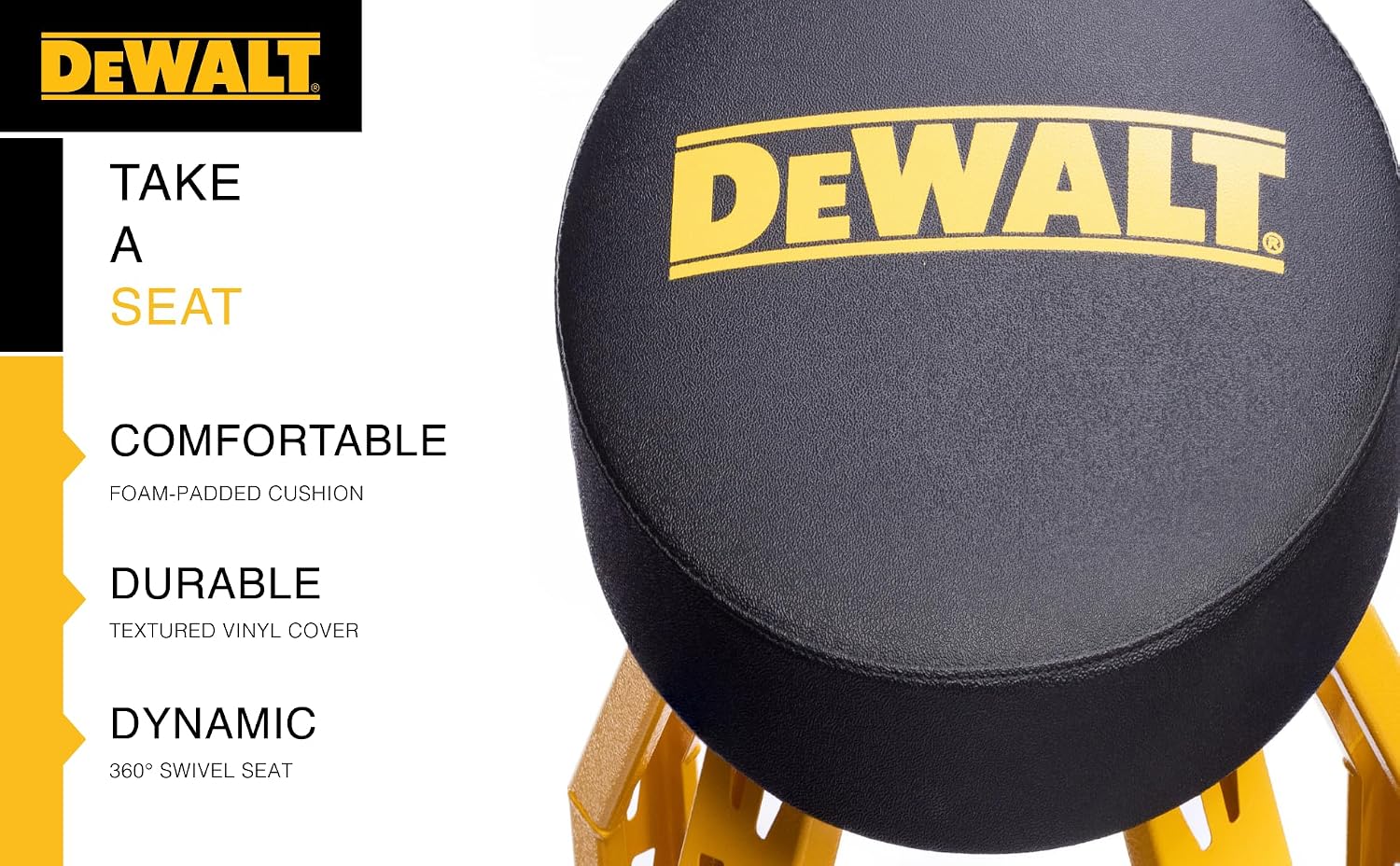 Dewalt 360-Degree Swiveling Foam-Padded Seat With Textured Vinyl Cover 41642