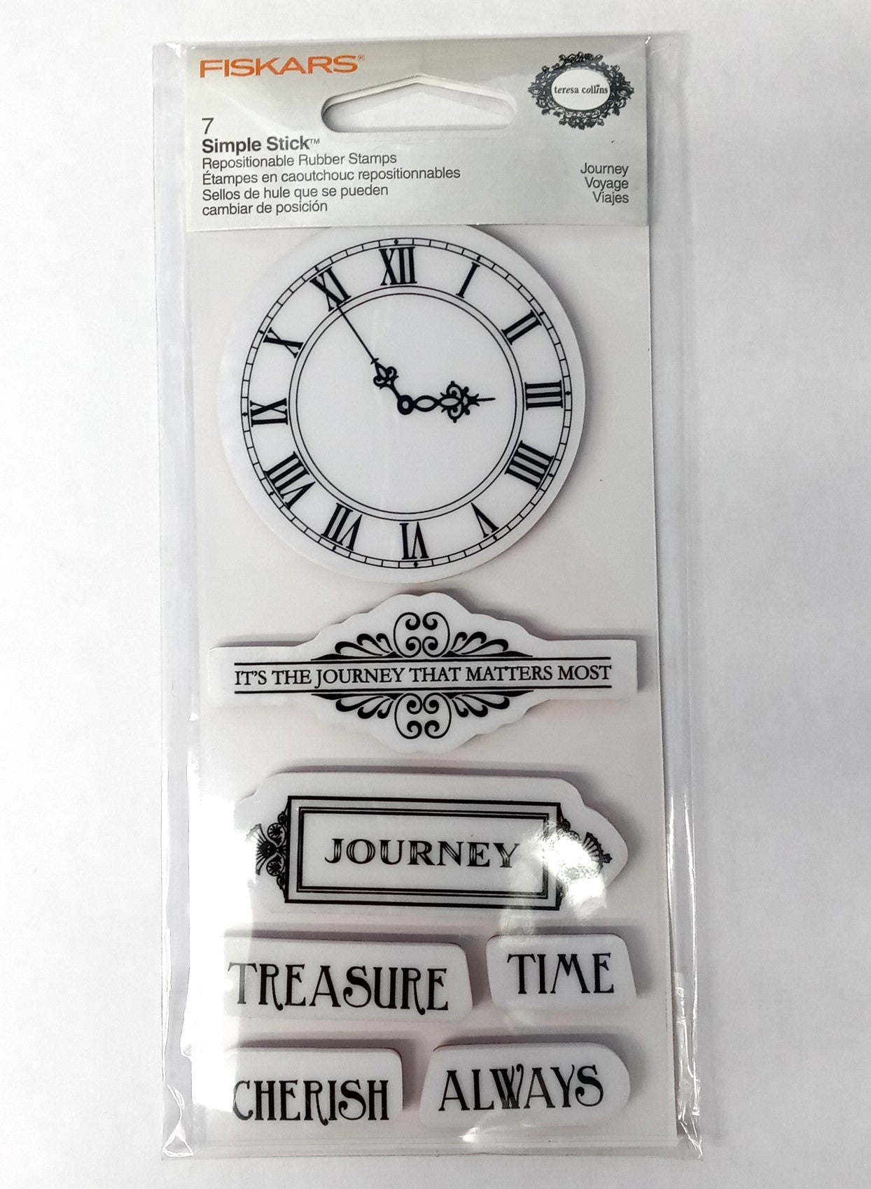 Fiskars 102960-1001 Simple Stick Stamp Set Journey Clock Cherish Time