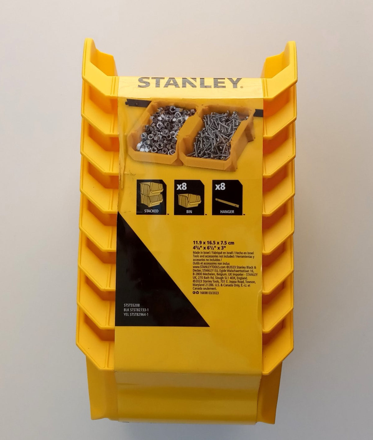 Stanley 8 Count Yellow Polypropylene # 2 Storage Bin - Pack of 8 STST55208