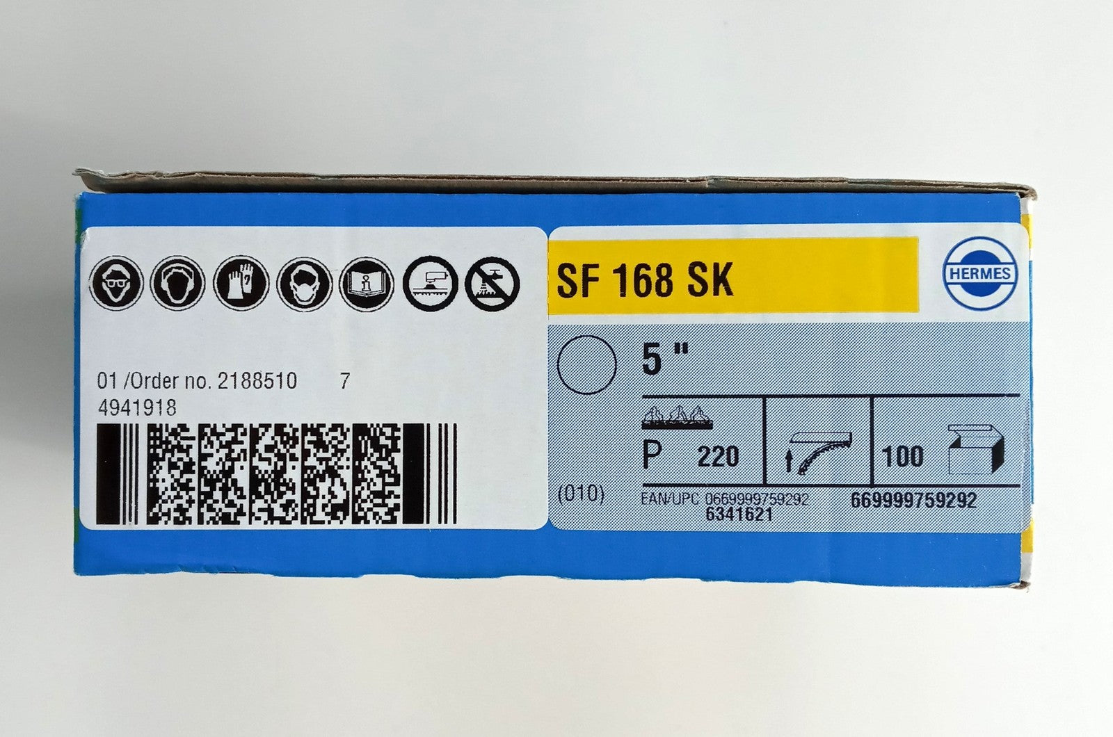 Hermes PSA Dry Silicone Carbide Sandpaper Disc, 5", 220 Grit 6341621