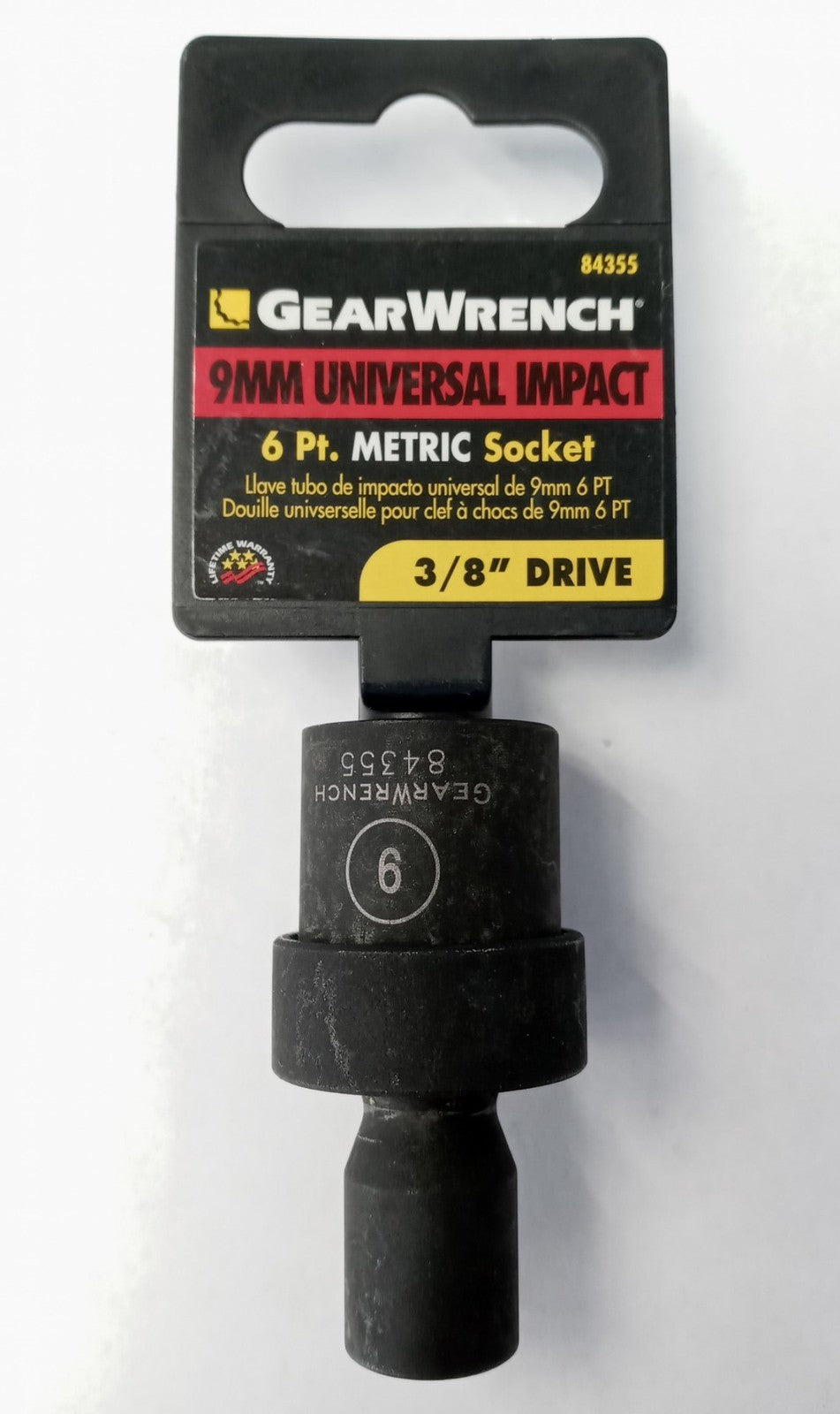 GearWrench Universal Impact Socket 3/8" Drive x 9mm 6pt 84355