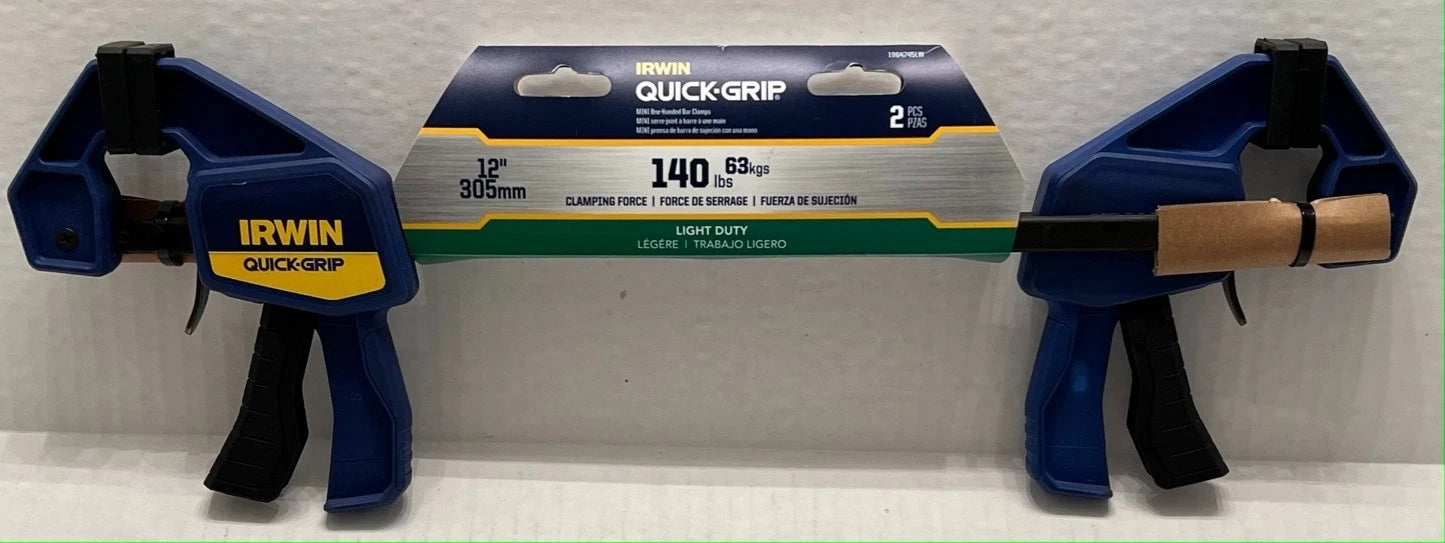 IRWIN QUICK-GRIP One-Handed Mini Bar Clamp 2 Pack 12" 1964745