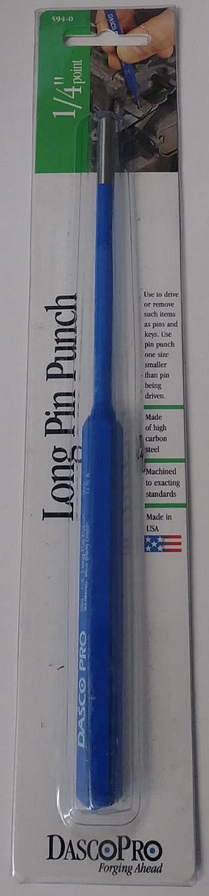 Dasco Pro 594-0 1/4" Point High Carbon Steel Long Pin Punch USA