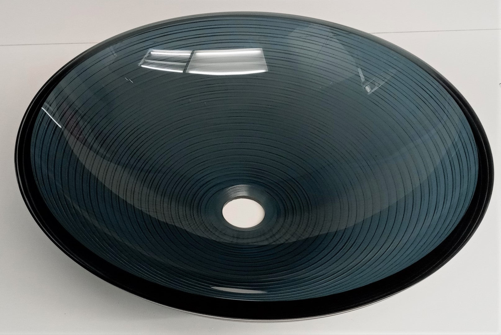 Aviana 47-1780 Smoke Blue Striped Glass Vessel Sink 16"x5"