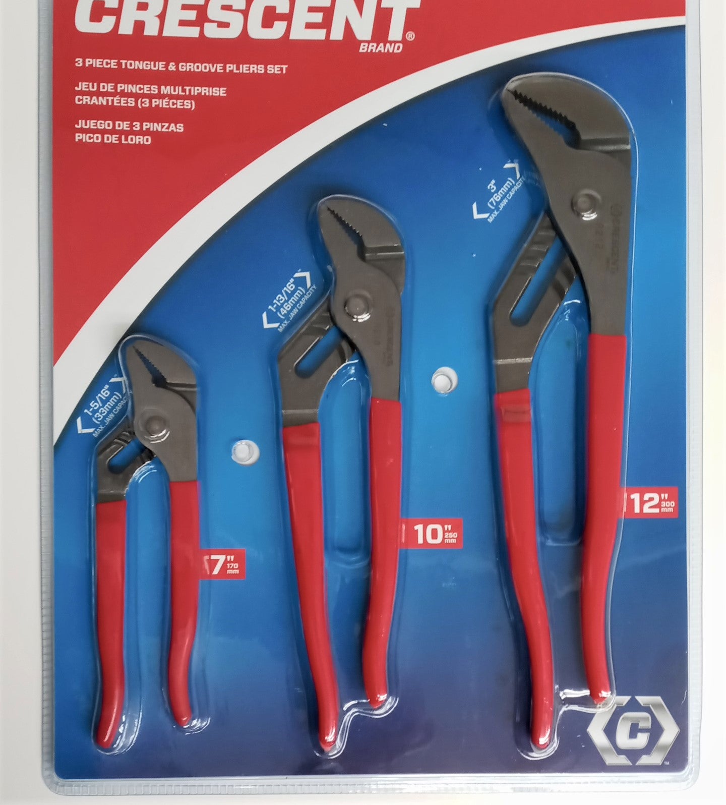 Crescent Tools R200SET3 3 Piece Tongue Groove Pliers Set, 7", 10", 12"