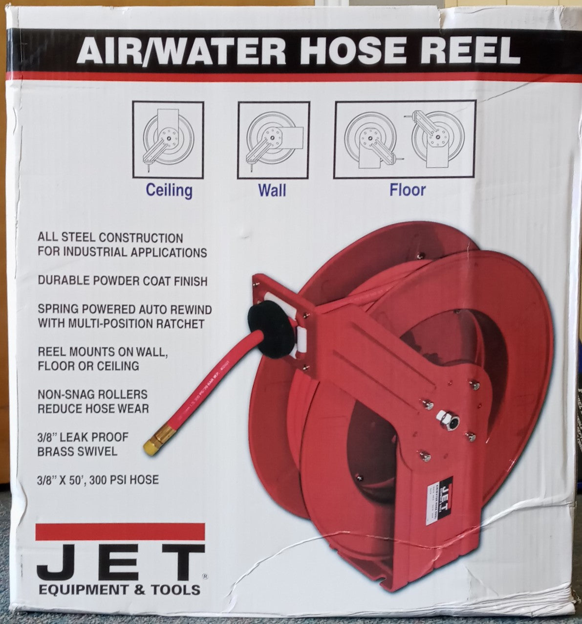 JET 426238 AHR-50 Steel Air or Water Hose Reel 3/8 x 50