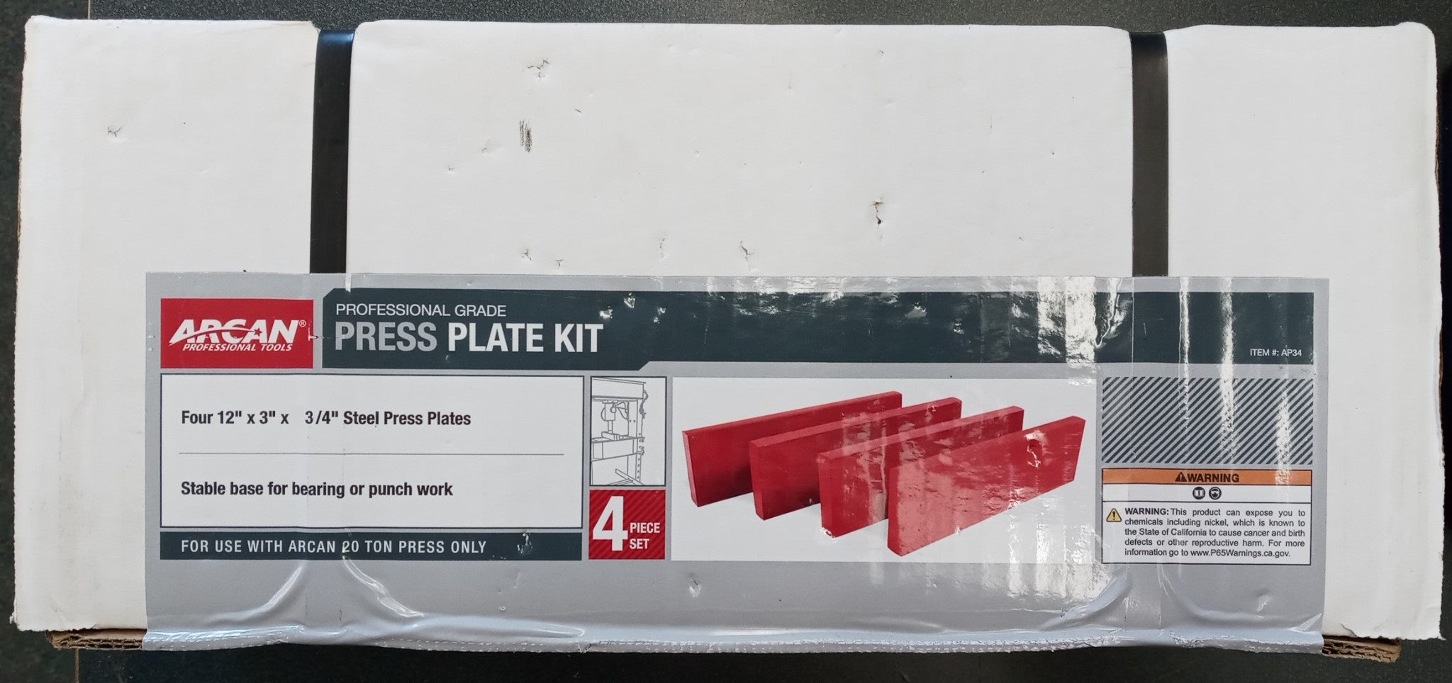 Arcan Professional Grade Press Plate Kit, 4 Piece Set 12" x 3" x 3/4" AP34