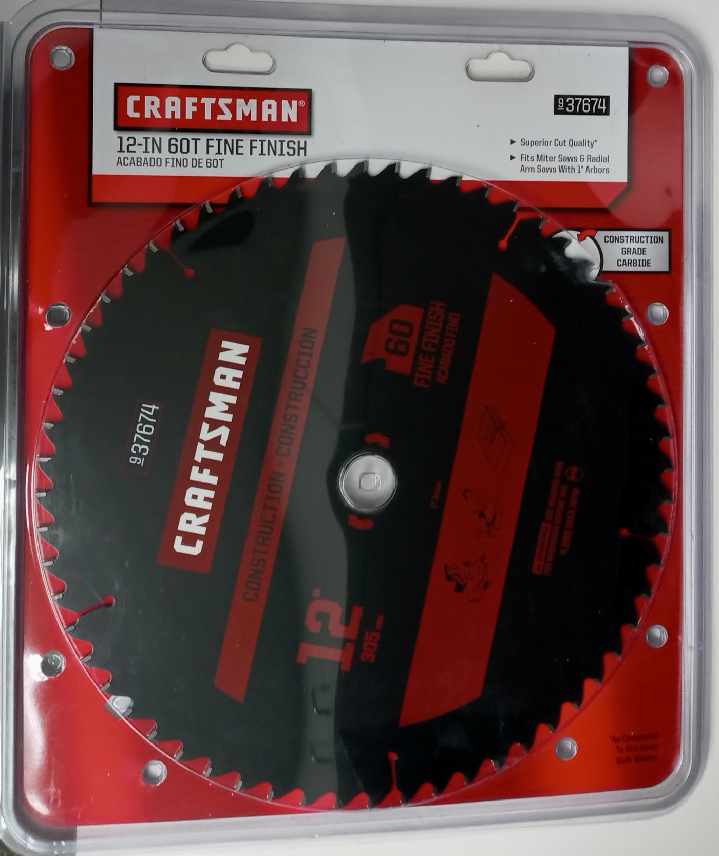 Craftsman 37674 12" x 60T Carbide Saw Blade 1" Arbor