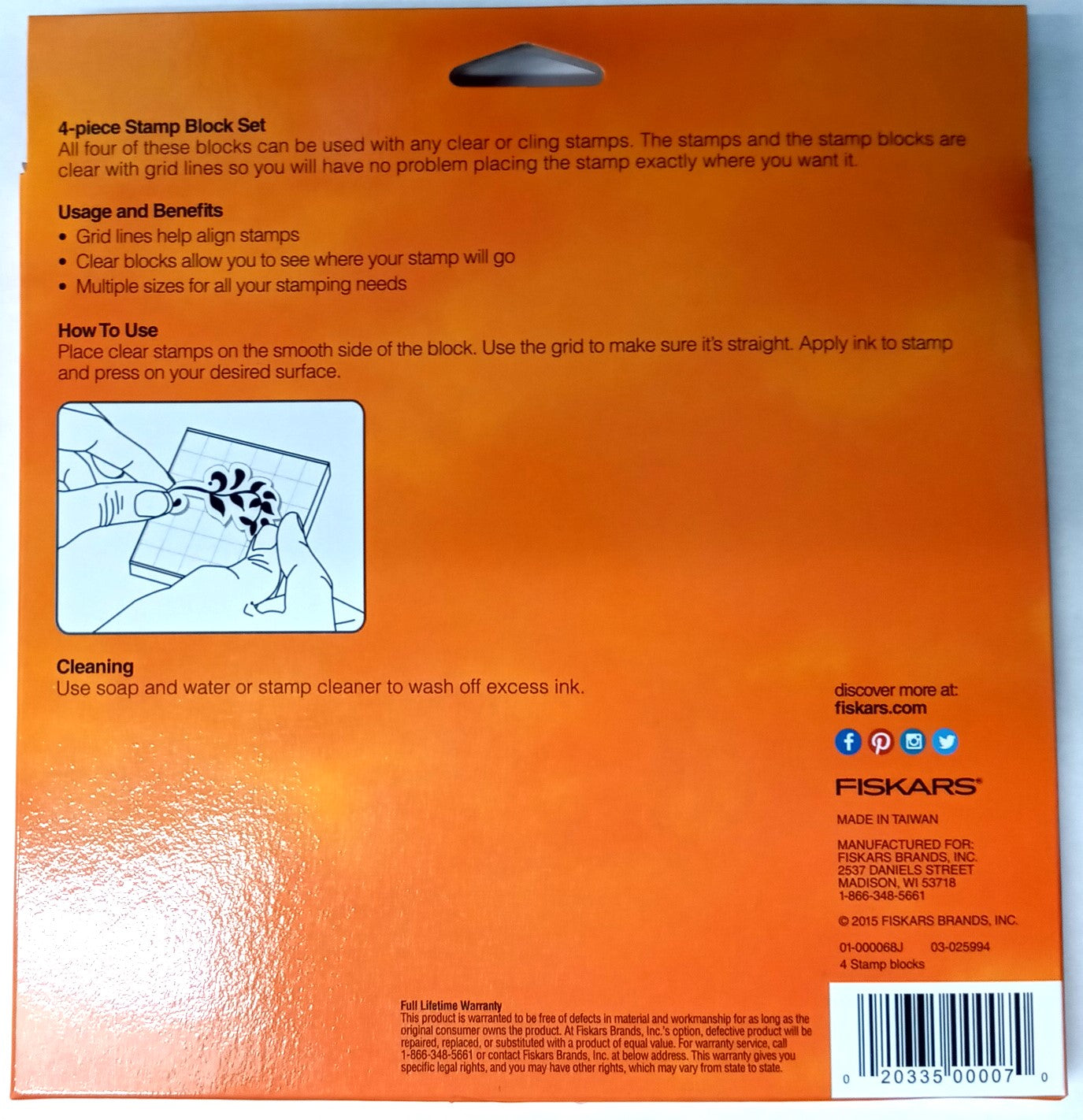 Fiskars 01-000068J Clear Stamp Block Set, 4 Piece