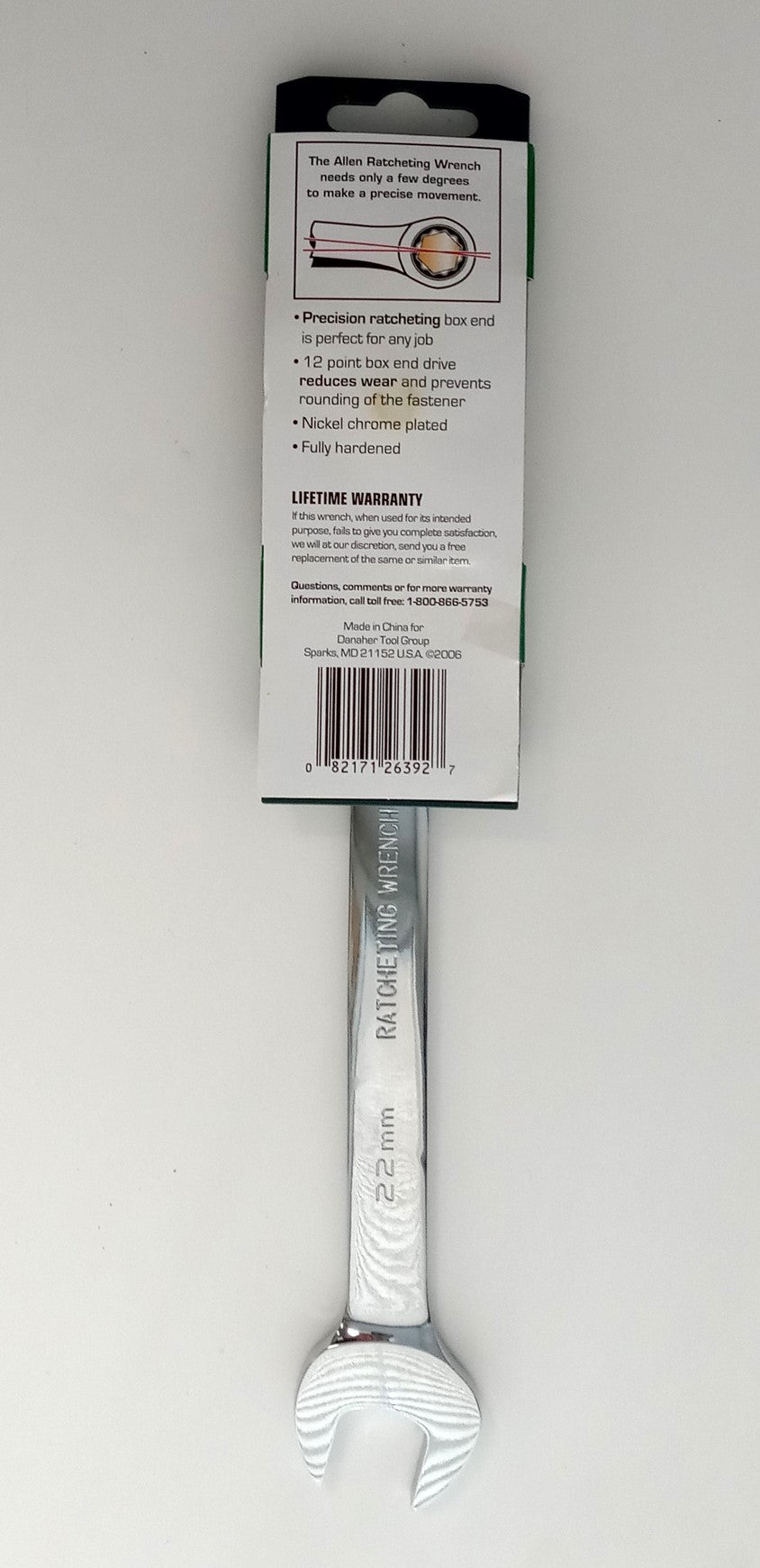 Allen 26322 22mm Ratcheting Full polish Combination