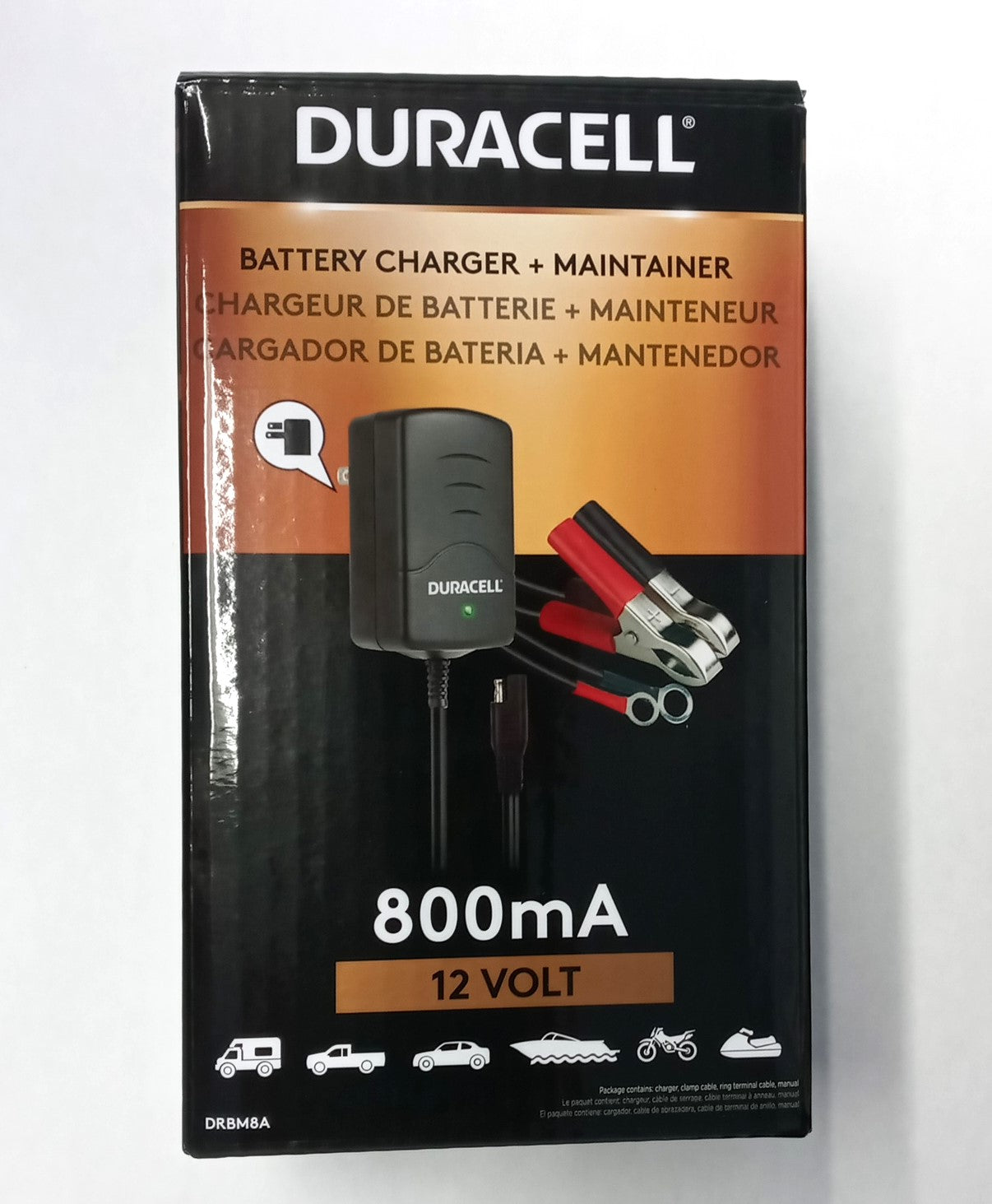 Duracell DRBM8A 800mA Battery Charger + Maintainer 12 Volt