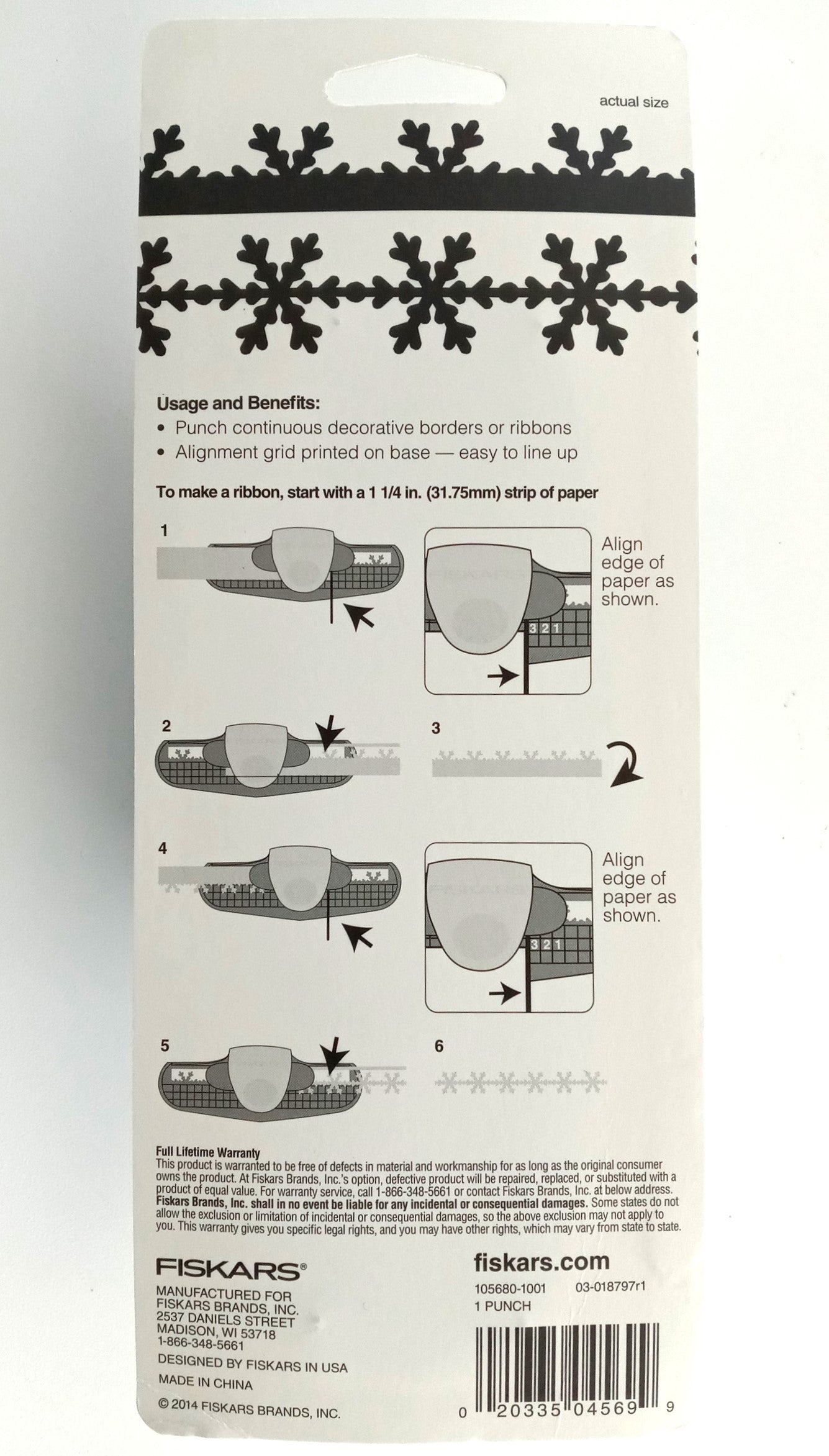 FISKARS 105680 Snowscape Punch Double Punch Design Snowflake Border