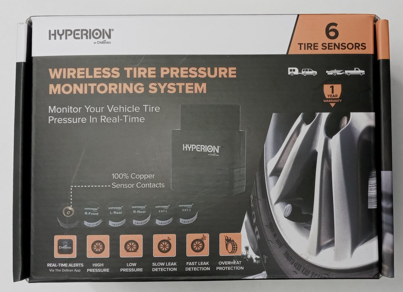 Hyperion 041-1003-HY-WH Wireless Tire Pressure Monitoring System, 6 Sensors
