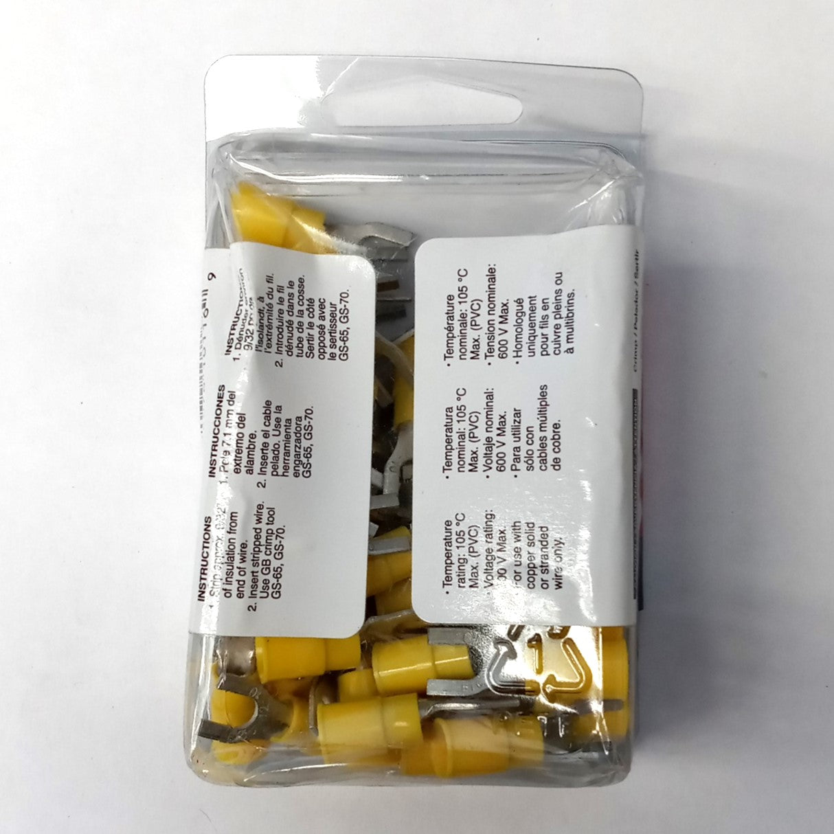 Gardner Bender 10-116 Terminal Spade 8-10 Stud 12-10 AWG Yellow 50 Pack USA