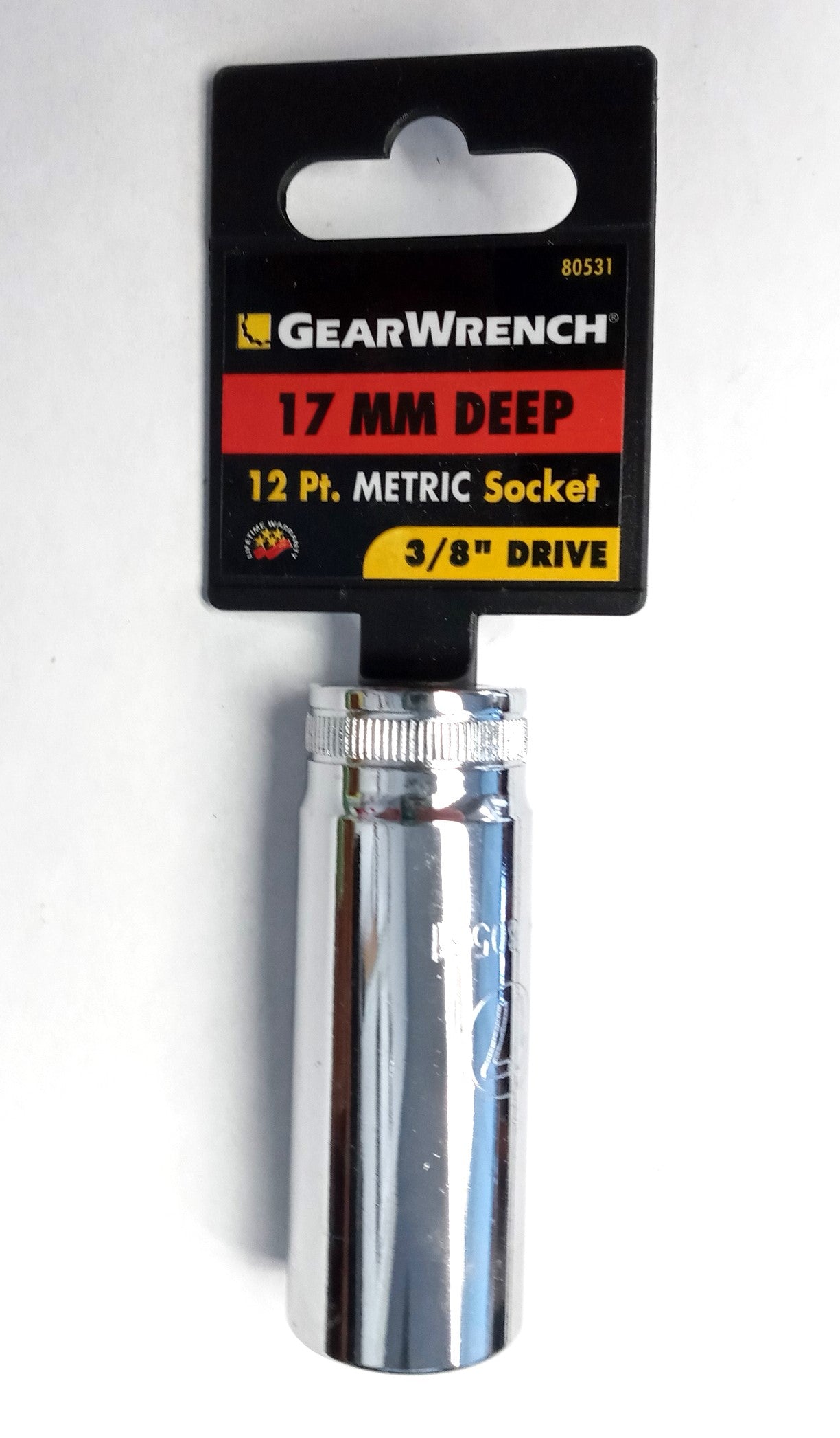 GearWrench 80531 3/8" Dr 12 Point Deep Metric Socket 17mm