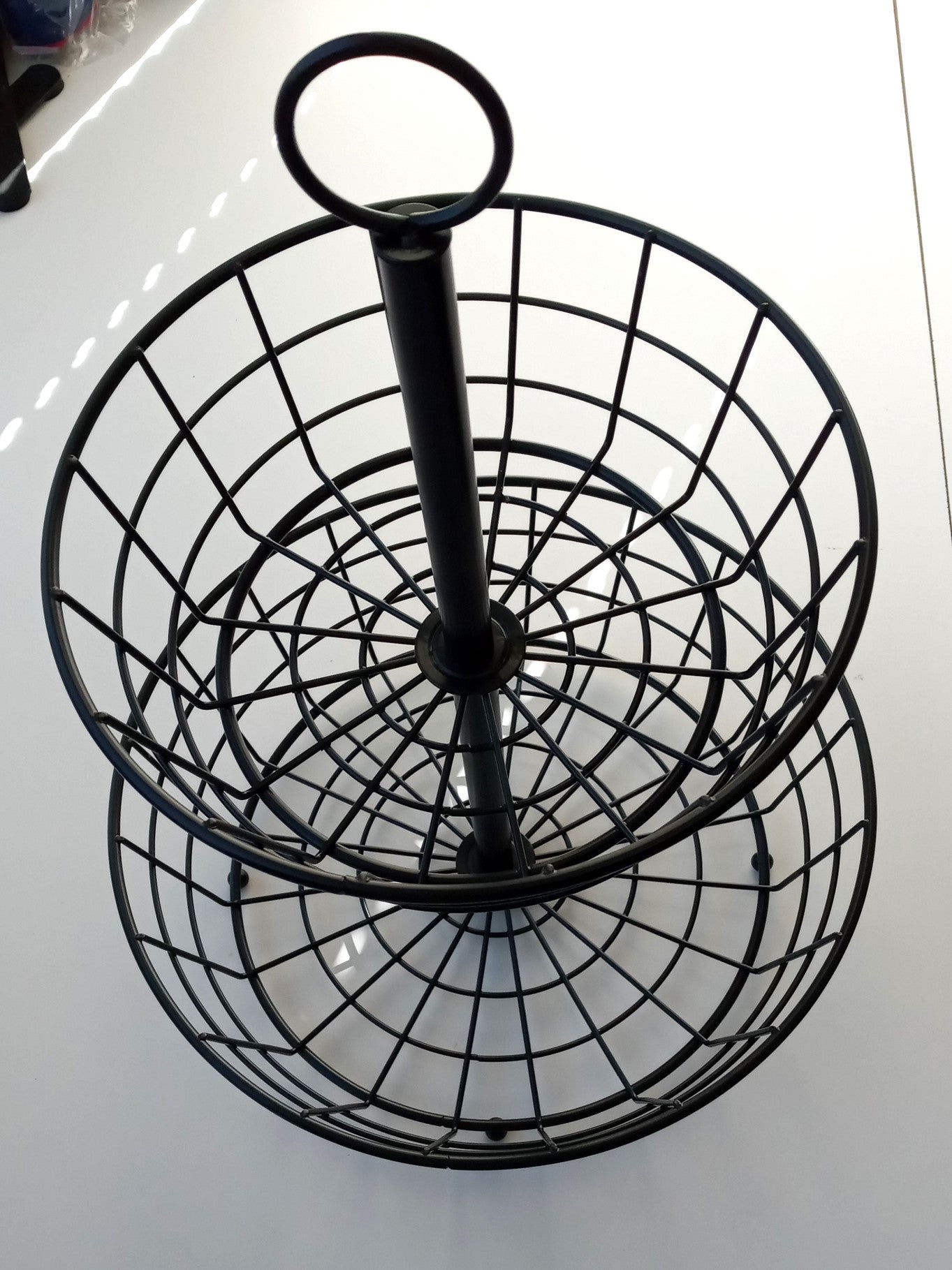 SunnyPoint X001PX36ZN 2-Tier Round Countertop Fruit Basket (Black, Metal)