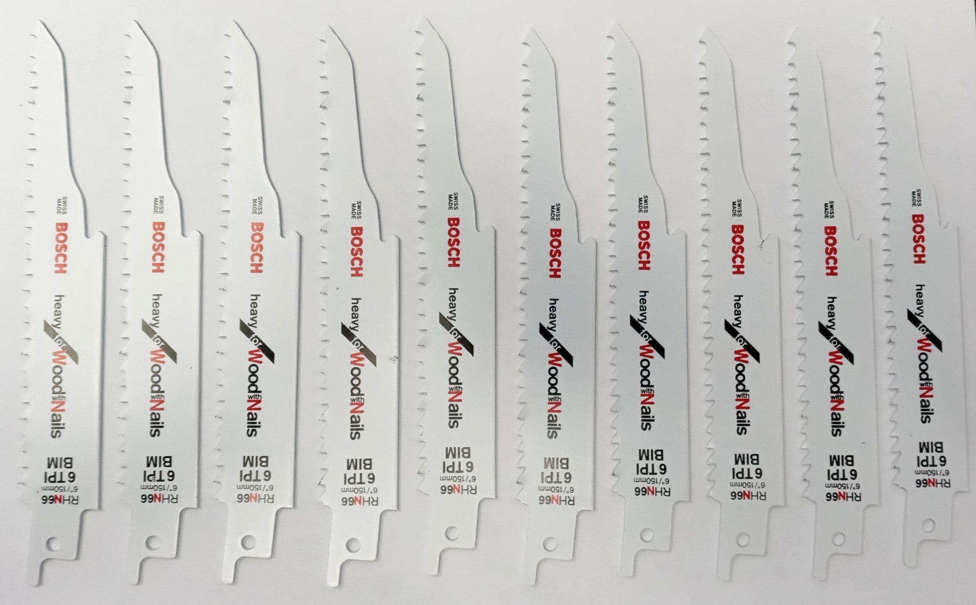 Bosch Rhn66 6" x 6 TPI Heavy For Wood With Nails Recip Saw Blades 10pcs