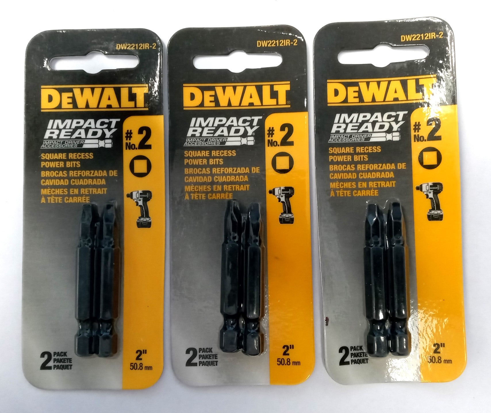 Dewalt DW2212IR6 No. 2 Square 2" Impact Ready Square Recess Power Bits 6pcs