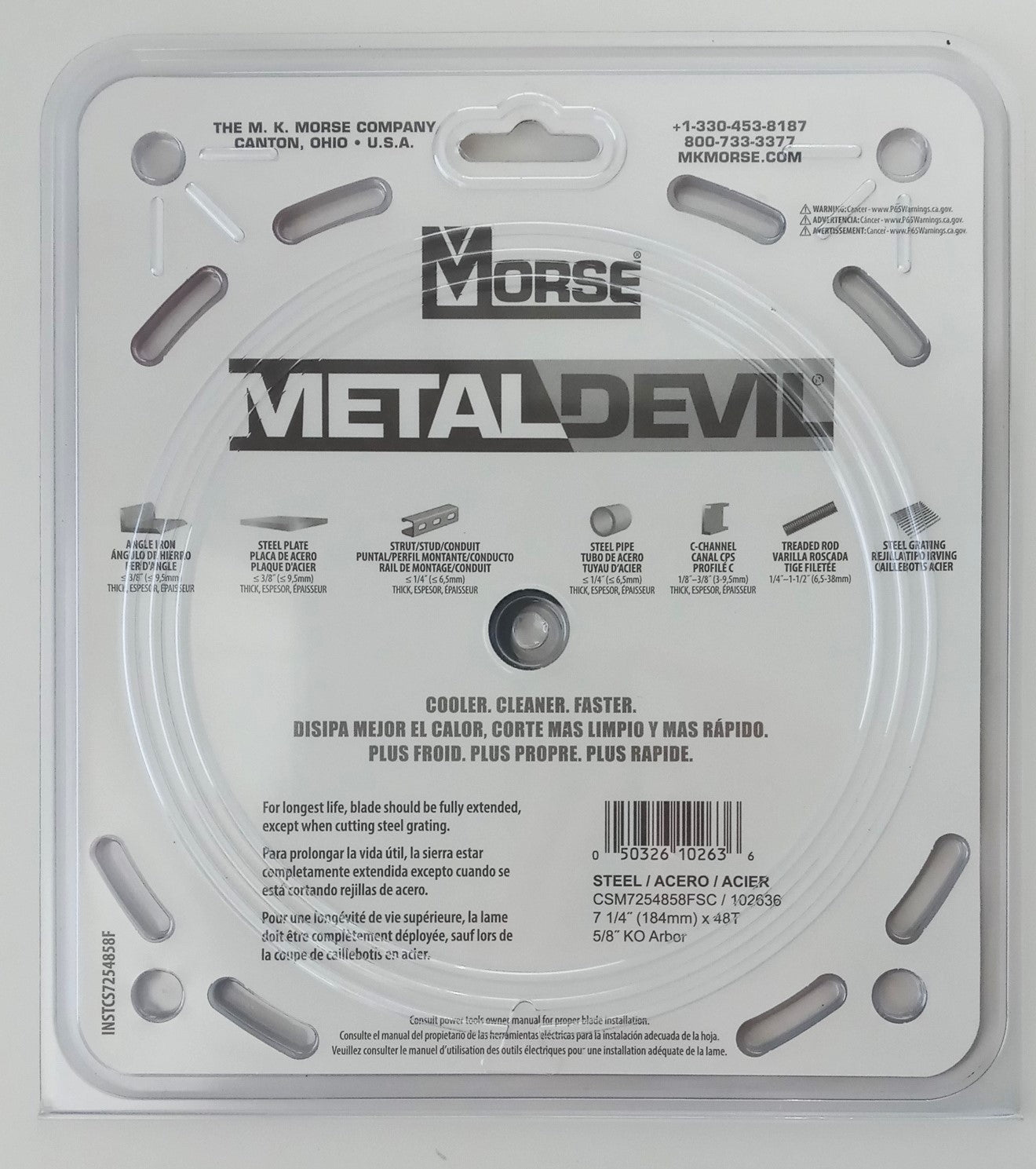 Morse 102636 MetalDevil Saw Blade Carbide Steel Cutting 7-1/4" 48T USA