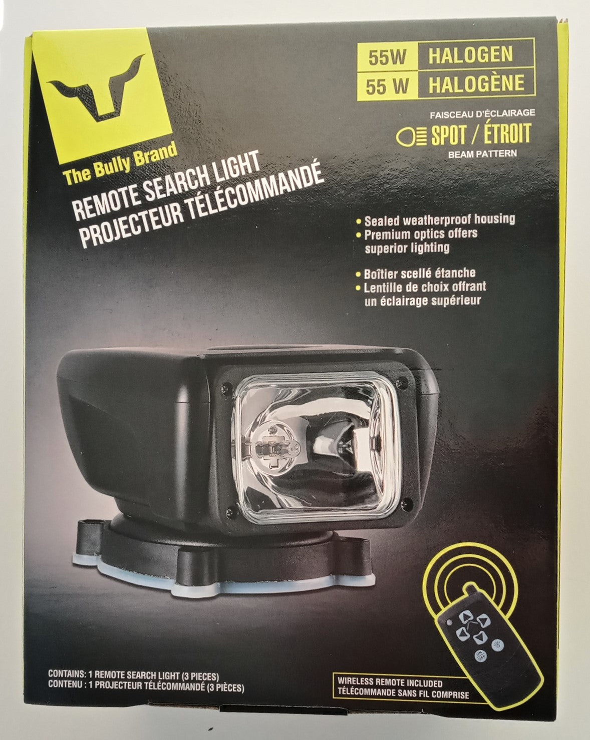 Bully MS-012T 1000 LME Remote Search Light Powerful 55 Watt 1100 Lumen Spot Beam