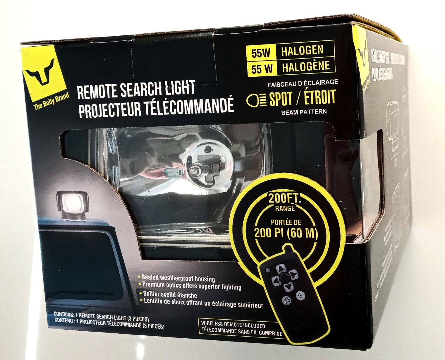 Bully MS-012T 1000 LME Remote Search Light Powerful 55 Watt 1100 Lumen Spot Beam