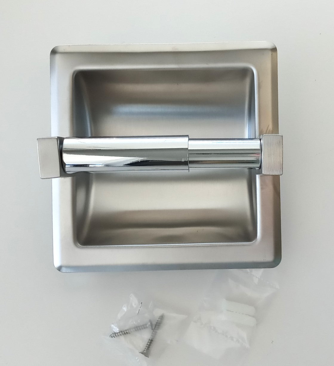 Harney Hardware 13059 Recessed Toilet Paper Holder, Brushed Stainless Steel