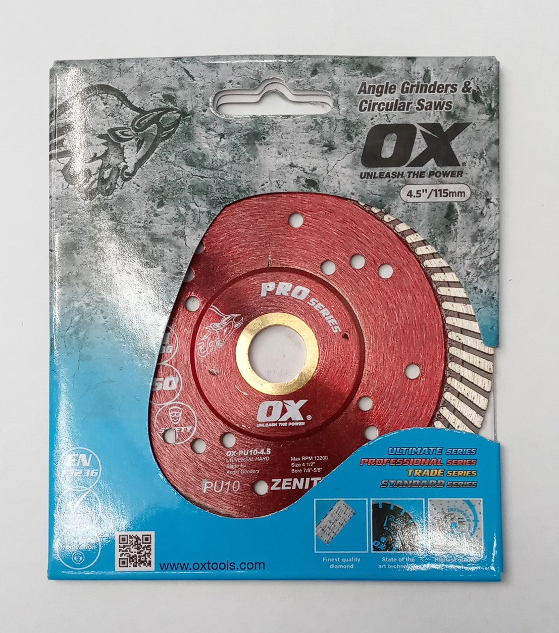 OX Professional PU10 4-1/2" Turbo Diamond Blade (carded)
