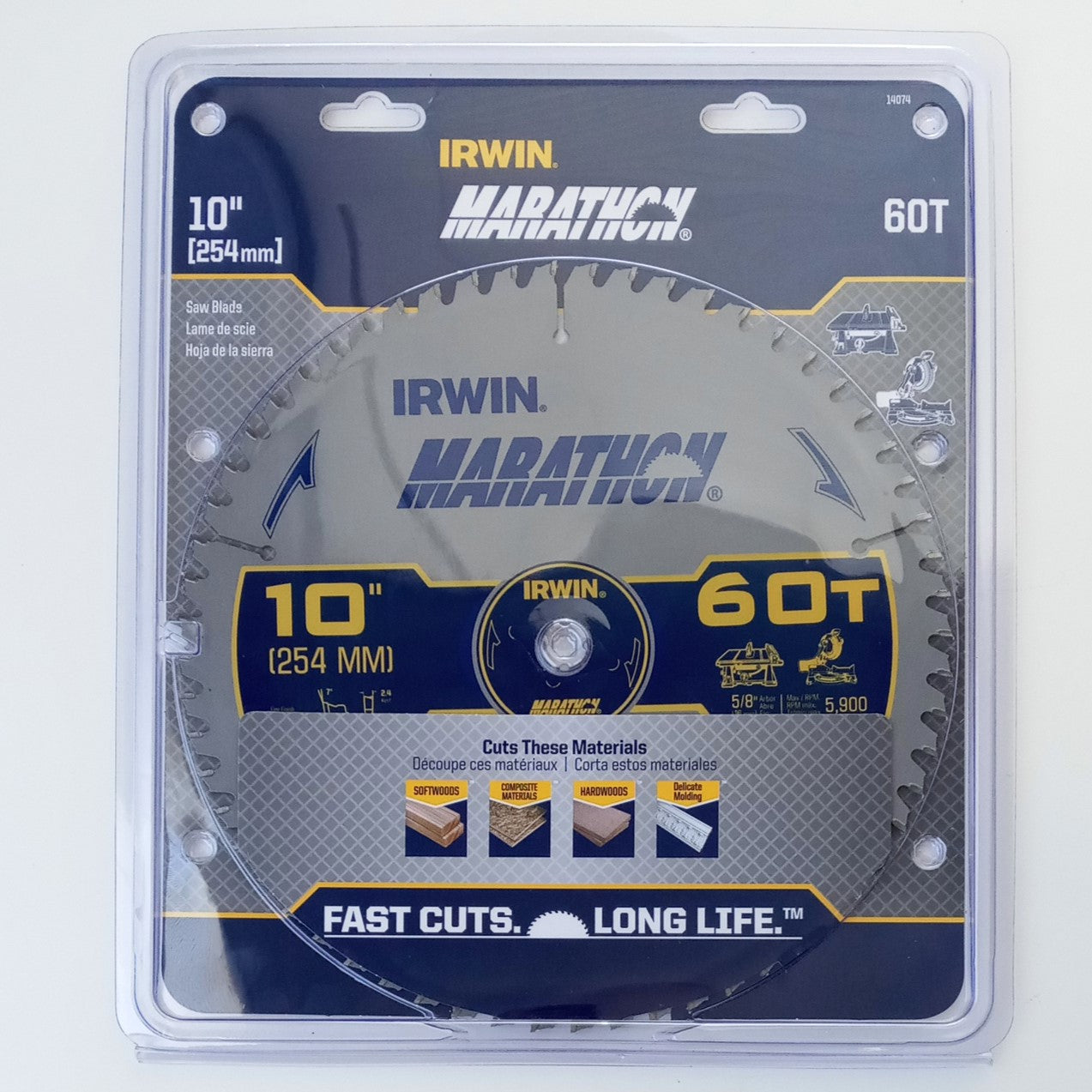 Irwin 14074 10" x 60T Fine Finish Carbide Tip Miter Table Circular Saw Blade