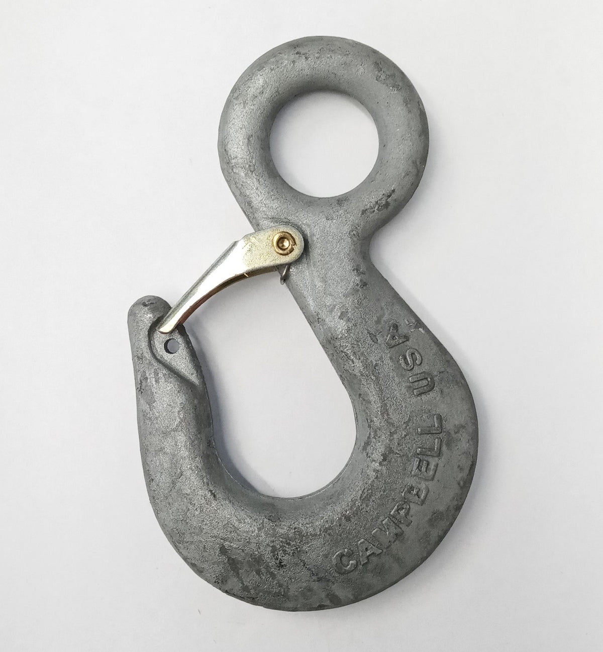 Campbell #25 2 Ton Eye Hoist Hook With Latch Drop Forged Galvanized USA 3914535I