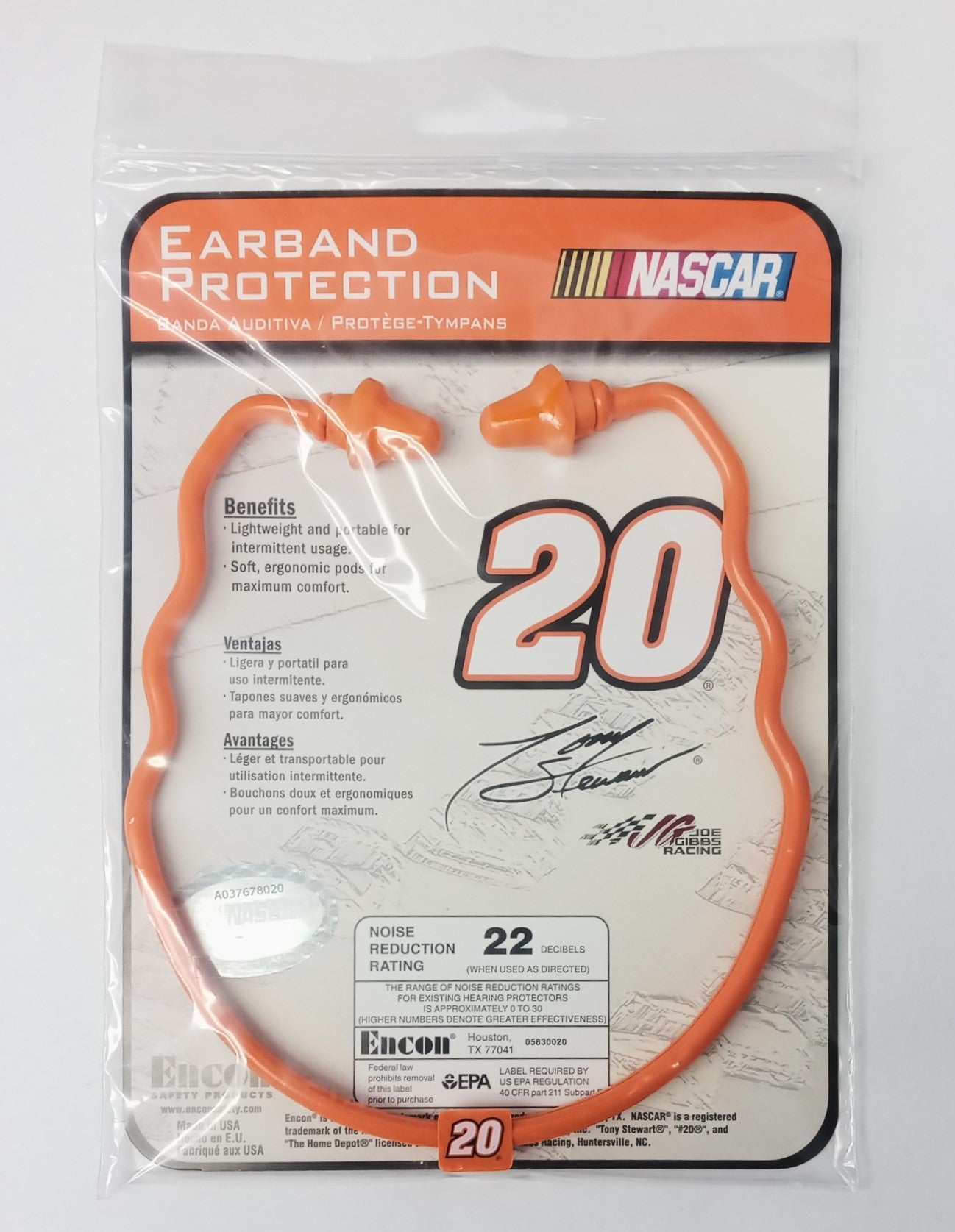 Encon 830204 Nascar Earband Protection 22 Decibels #20 Tony Stewart