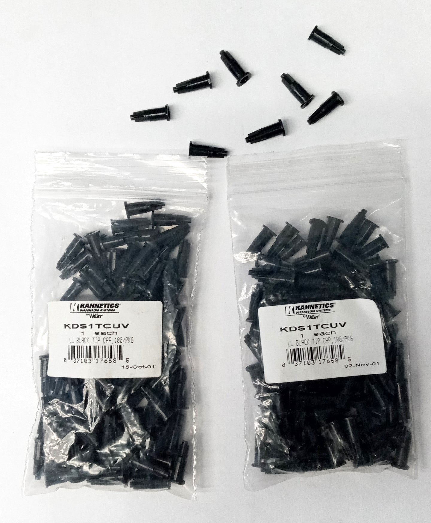 Kahnetics by Weller KDS1TCUV Black Luer Lok Syring Tip Caps (2 Bags of 100)
