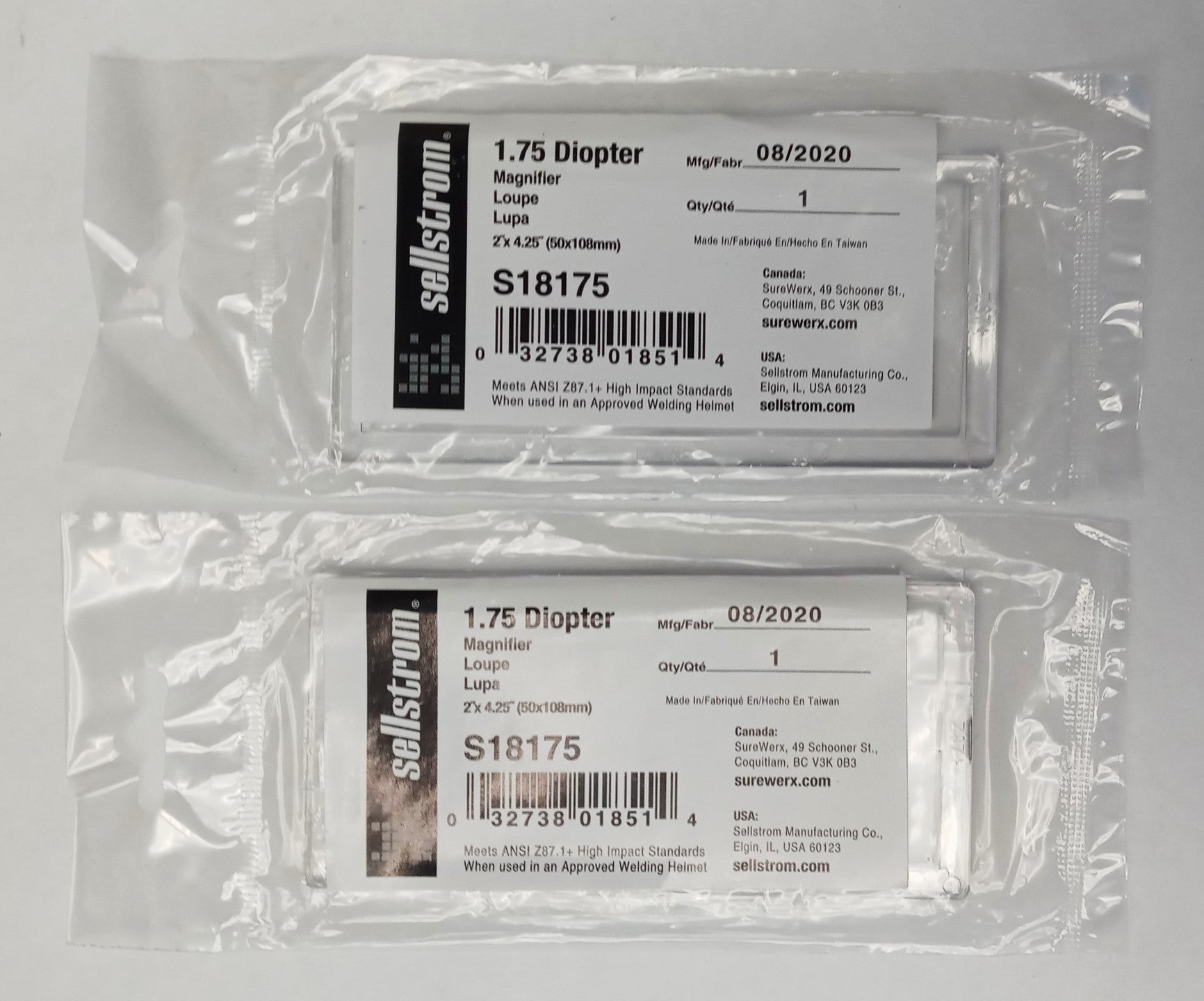 Sellstrom S18175 1.75 Diopter Magnifier Plate 2" x 4.25" 2pcs.