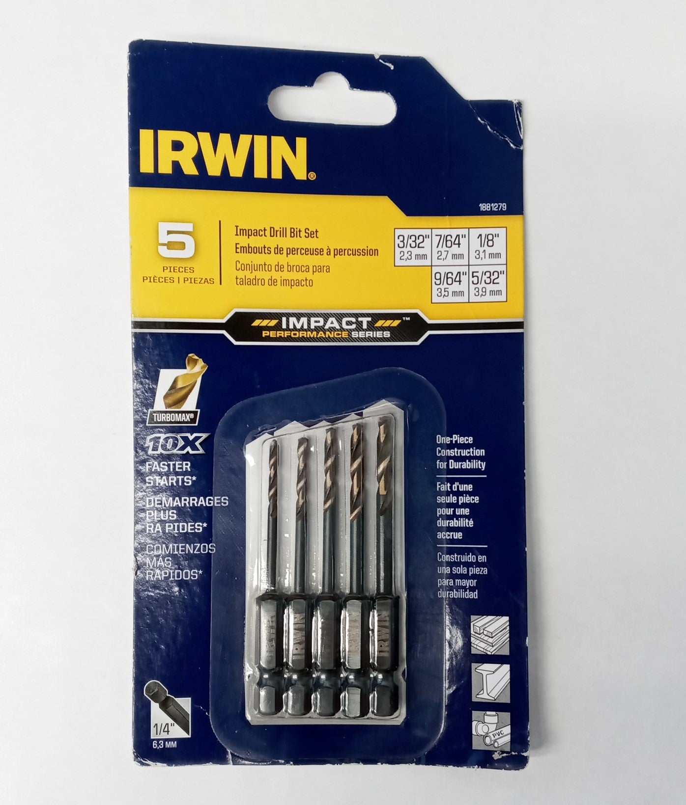 IRWIN 1881279 5pc Impact Ready Drill Bit Set