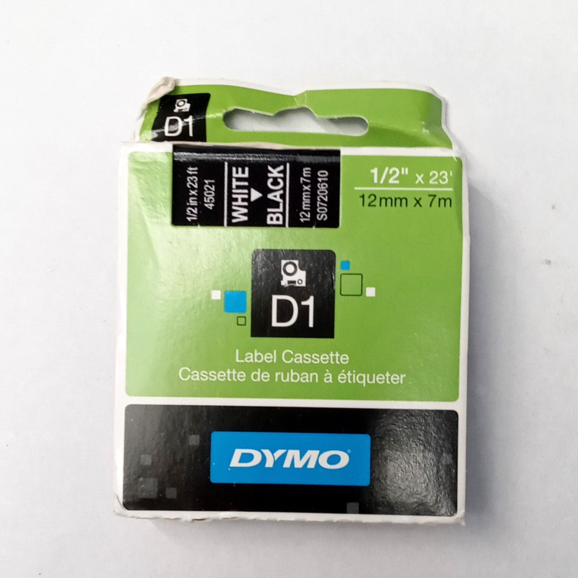Dymo 45021 5pcs White/Black D1 Label Cassette 1/2" x 23'