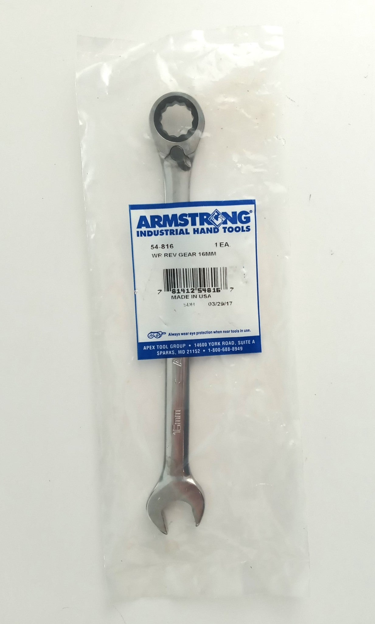 ARMSTRONG 16 MM Combination Reversible Ratcheting Wrench USA 54-816