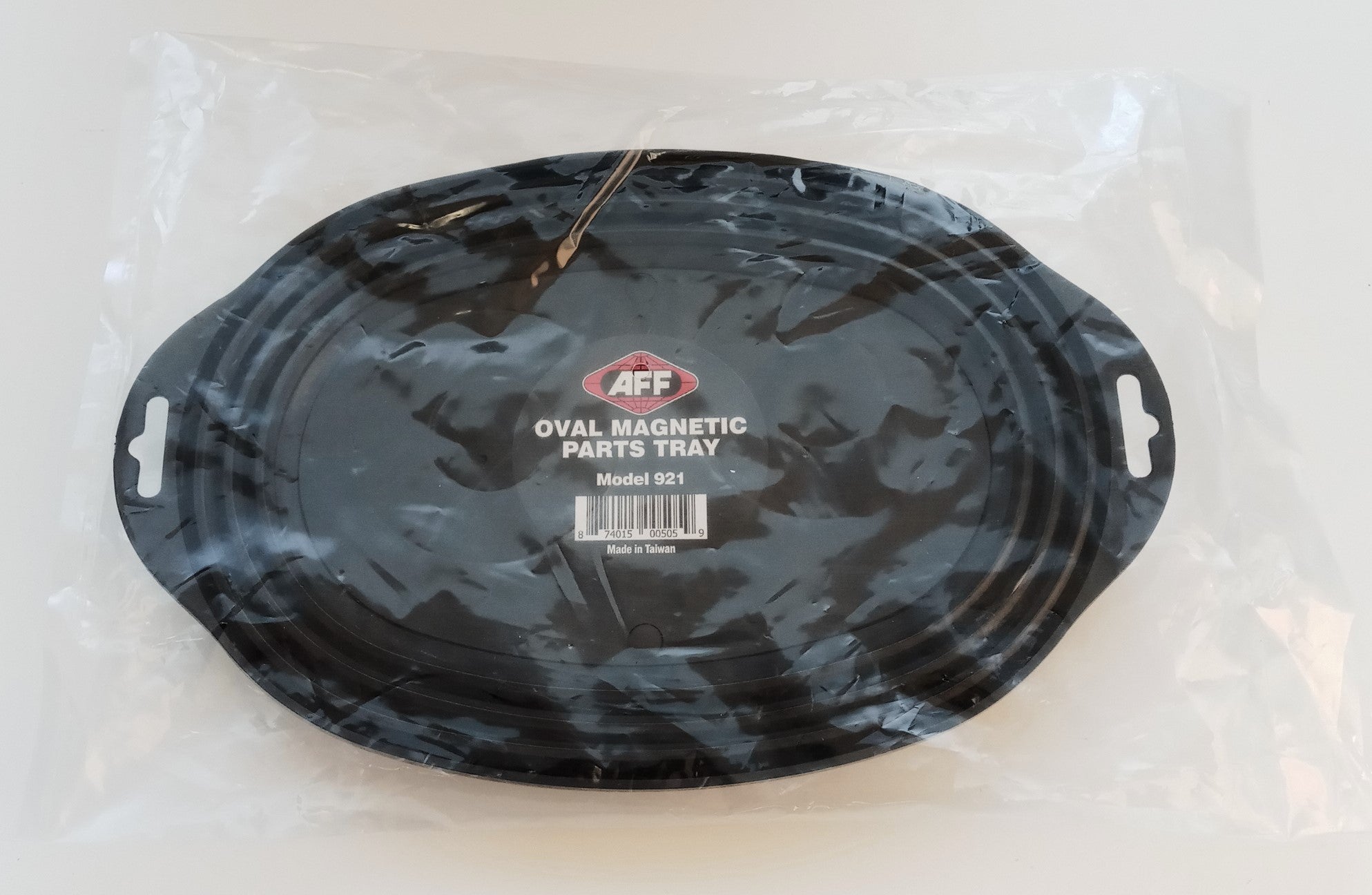 AFF 921 Retractable Magnetic Parts Oval Tray, 12" L x 9" W, Black,