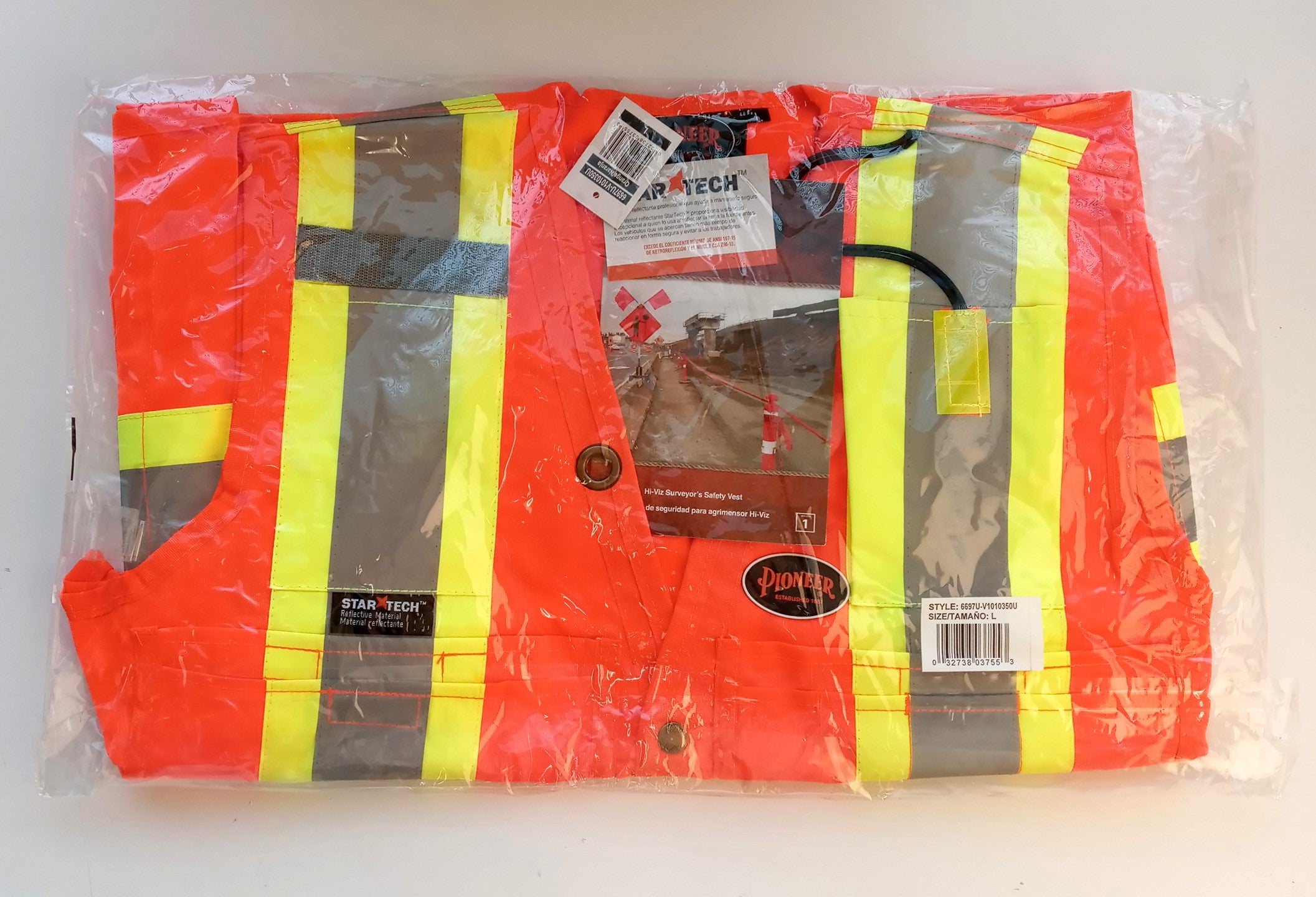 Pioneer V1010350U-L 6697U HV Surveyor Safety Vest, Size Large, Yellow/Green