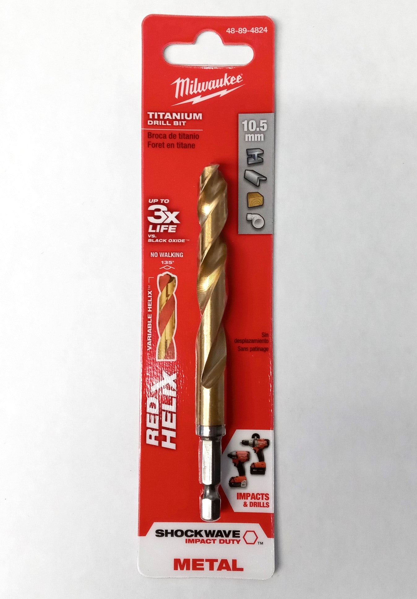 Milwaukee 10.5mm Titanium SHOCKWAVE RED HELIX Metric Bit 48-89-4824