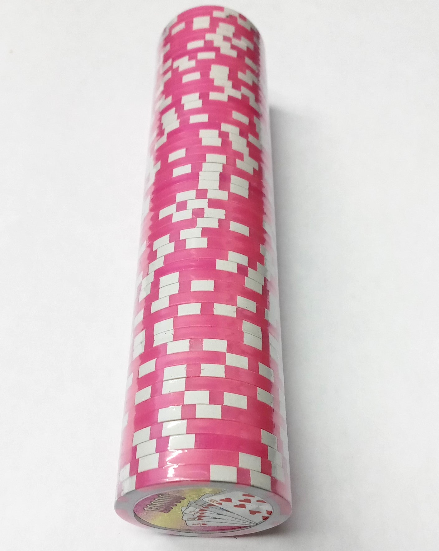 Pink $10,000 Denomination, Holographic Royal Flush, Clay Poker Chips 50pcs
