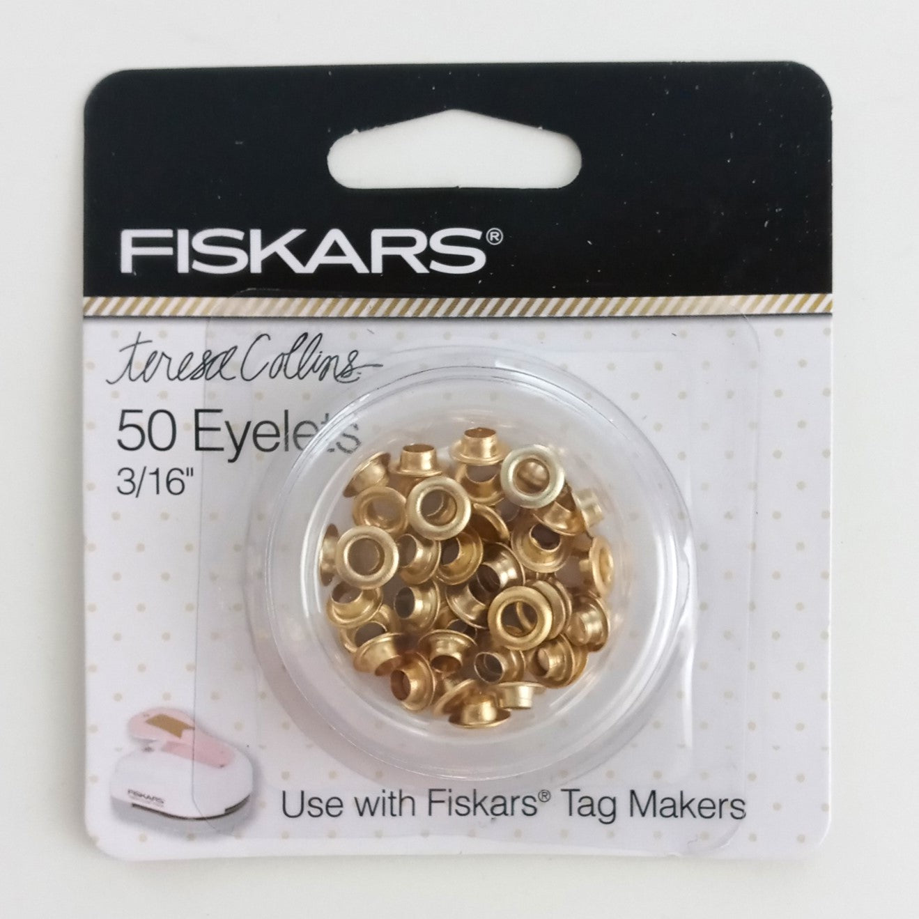 Fiskars 197700-1002 Tag Maker 3/16" Eyelets Gold Colored Aluminum (2pks of 50pc)