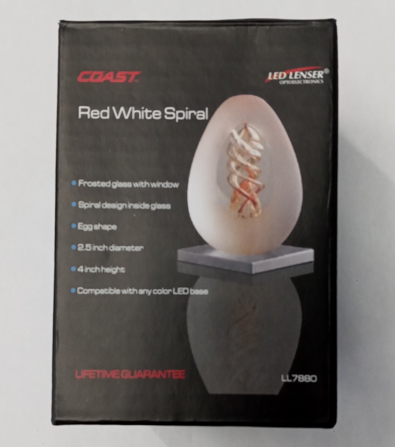 Coast LL7880 Red White Spiral Egg Shape Display