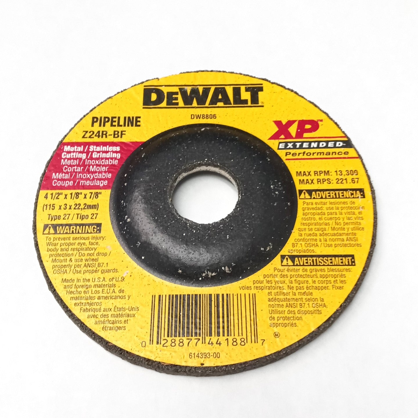 Dewalt DW8806 4-1/2" x 1/8" x 7/8" Grinding Wheels USA 10pcs