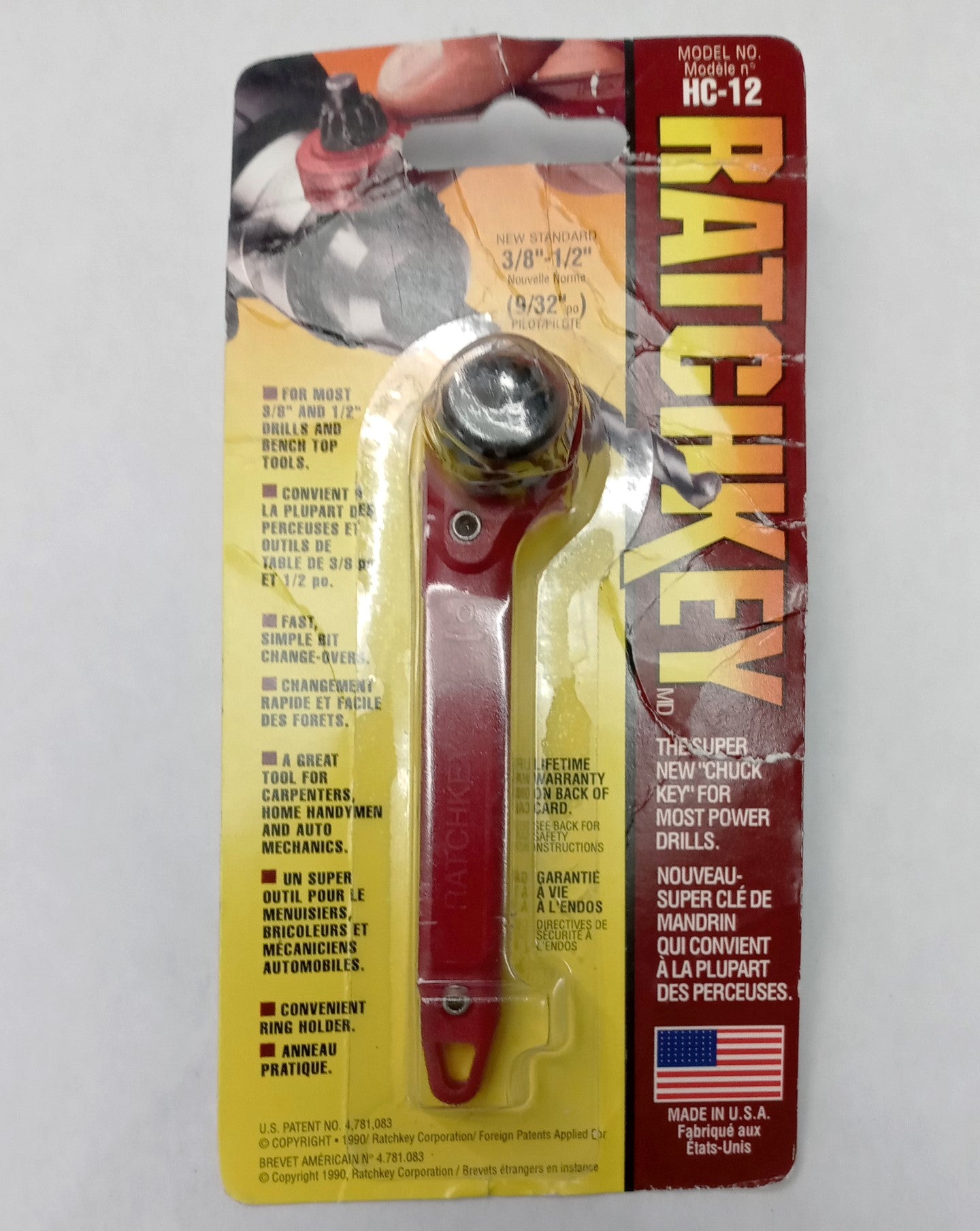 Ratchkey HC-12 Pilot Ratcheting Chuck Key 9/32" Pilot 3/8"-1/2" USA