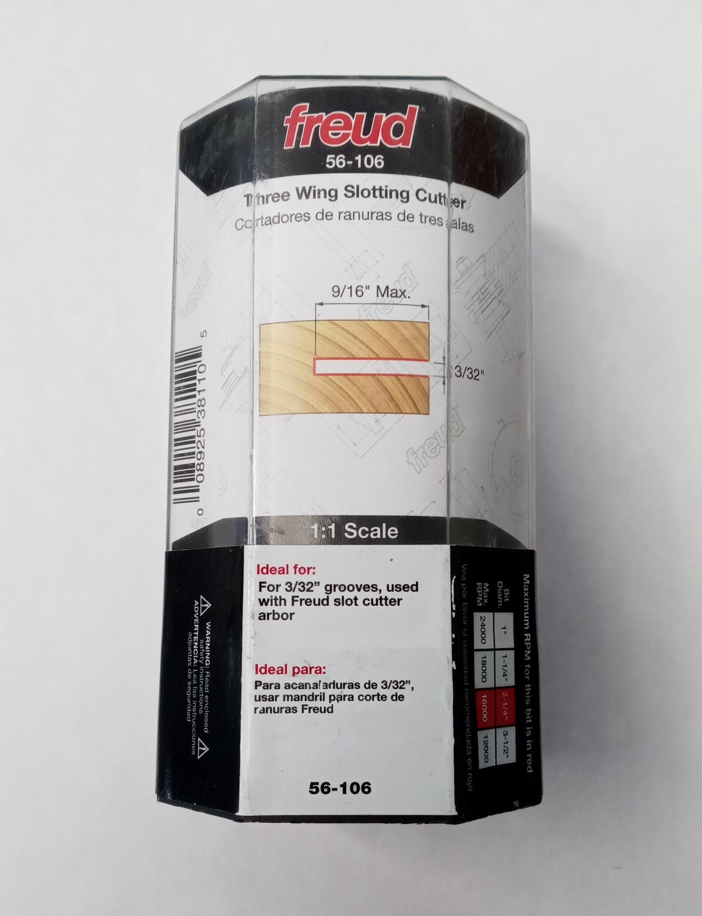 Freud 56-106 3/32" Three Wing Slotting Cutter Router Bit Italy