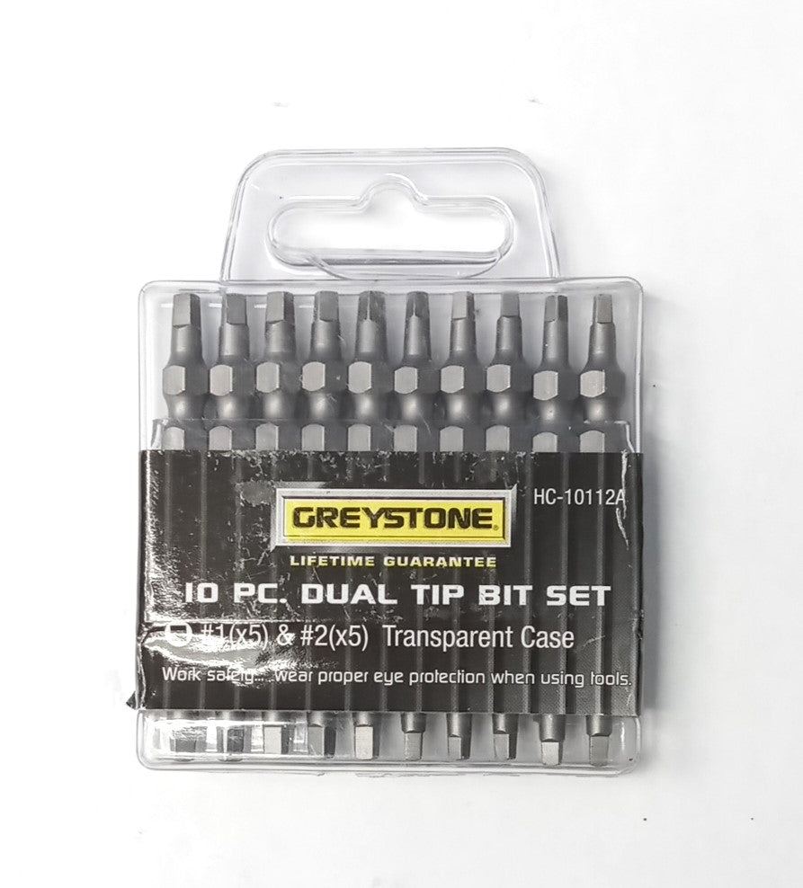 Greystone HC-10112A 10pc. Dual Tip Square Bit Set #1 & #2