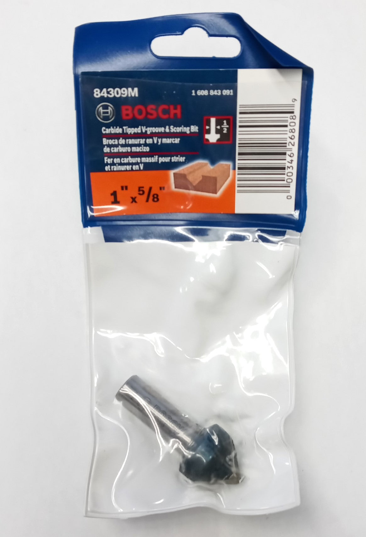 Bosch 84309M Carbide Tipped V-Groove & Scoring Router Bit 1" x 5/8"