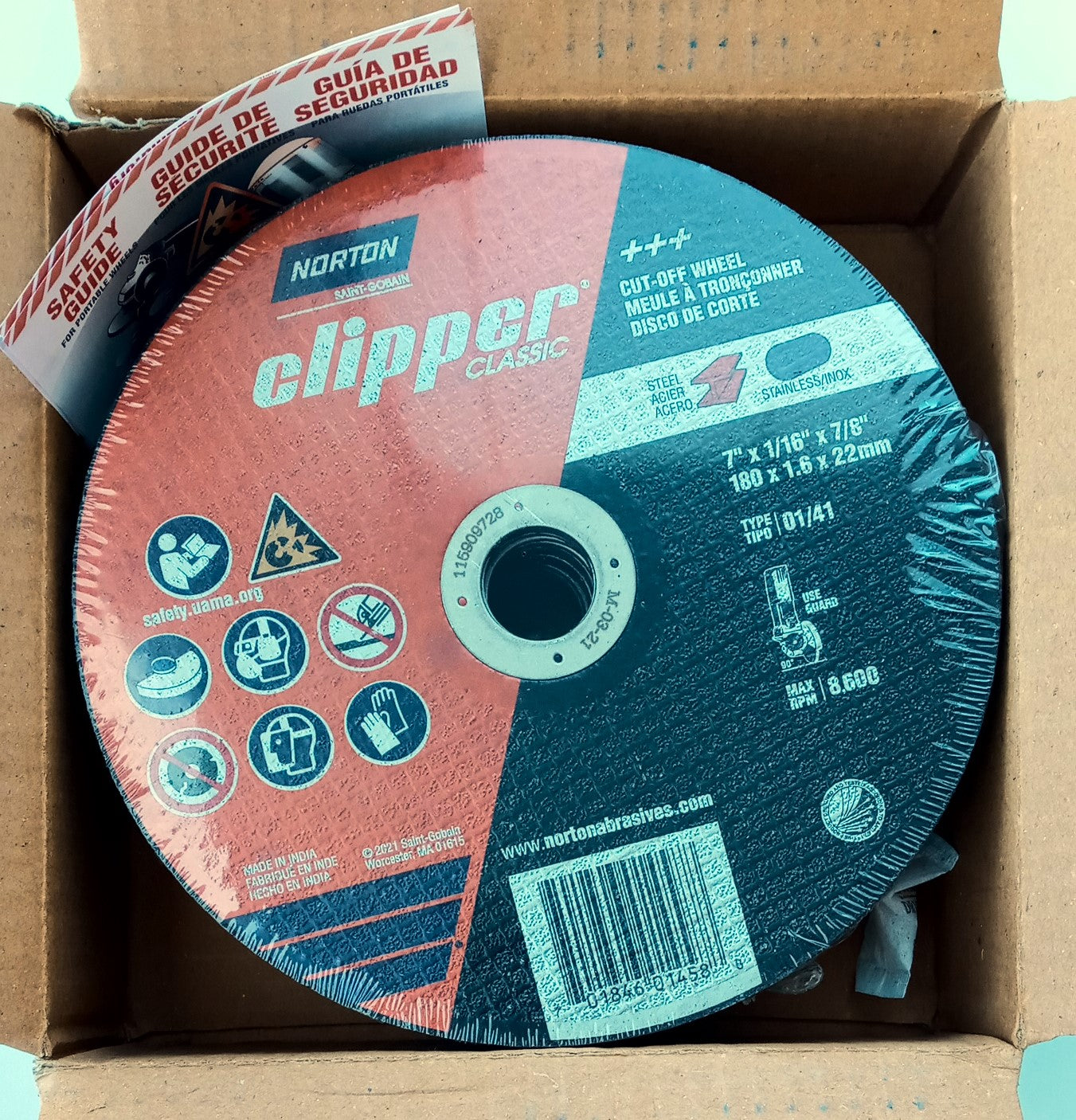 Norton Clipper 7" x 1/16" x 7/8" in. Stainless Cut-Off Wheel Type 01 25pcs 01458