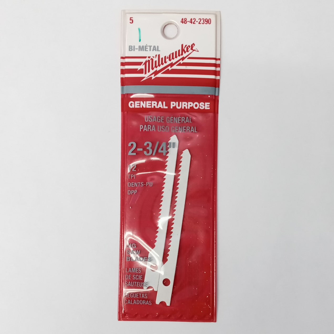 Milwaukee 48-42-2390 2-3/4" x 12 TPI General Purpose U-Shank Jigsaw Blade 2-Pack
